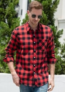 Camisa a cuadros SANGTREE para hombre y niño, de franela de manga larga con botones